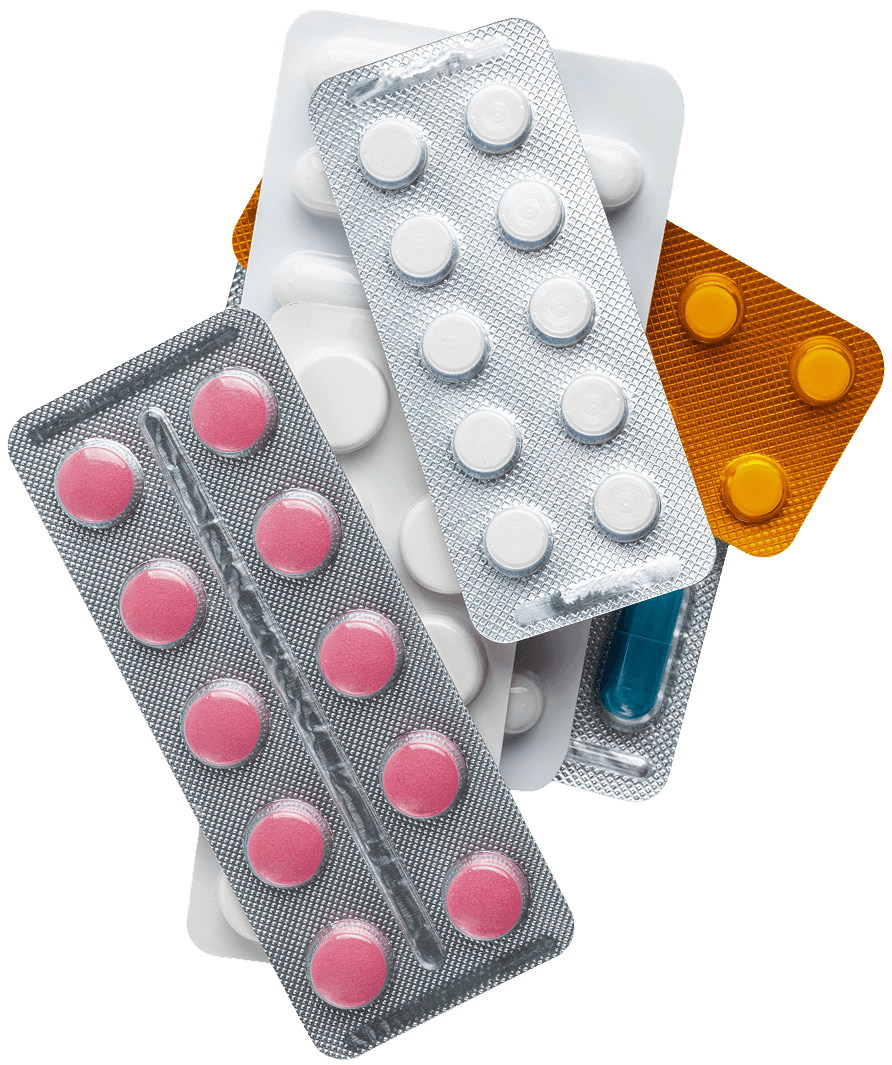 Plastic pill packaging highlighting its essential role in healthcare and the challenge of plastic waste.