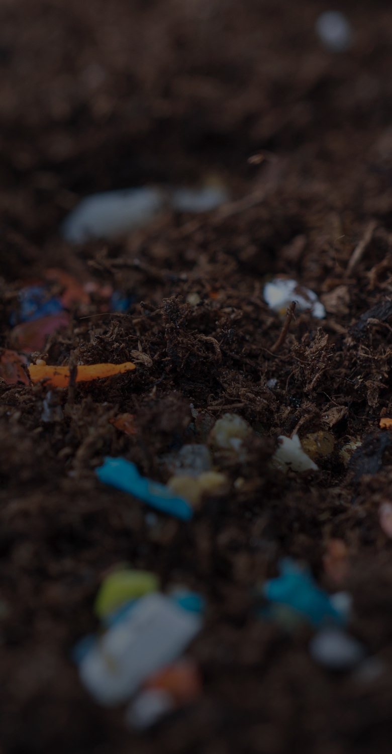 Microplastics contaminate the soil, showing the unseen pollution problem.