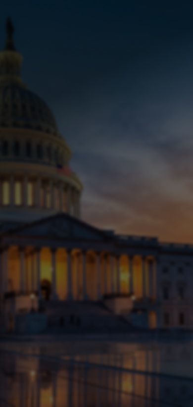 The US Capitol Building at dusk, highligthing the policy changes needed to combat plastic pollution.